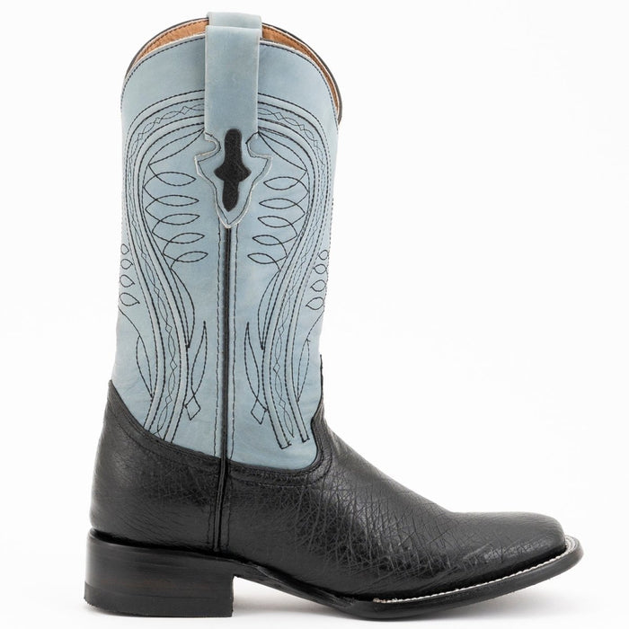 Ferrini Men's Pinto Patch Ostrich Square Toe Boots Handcrafted - Black