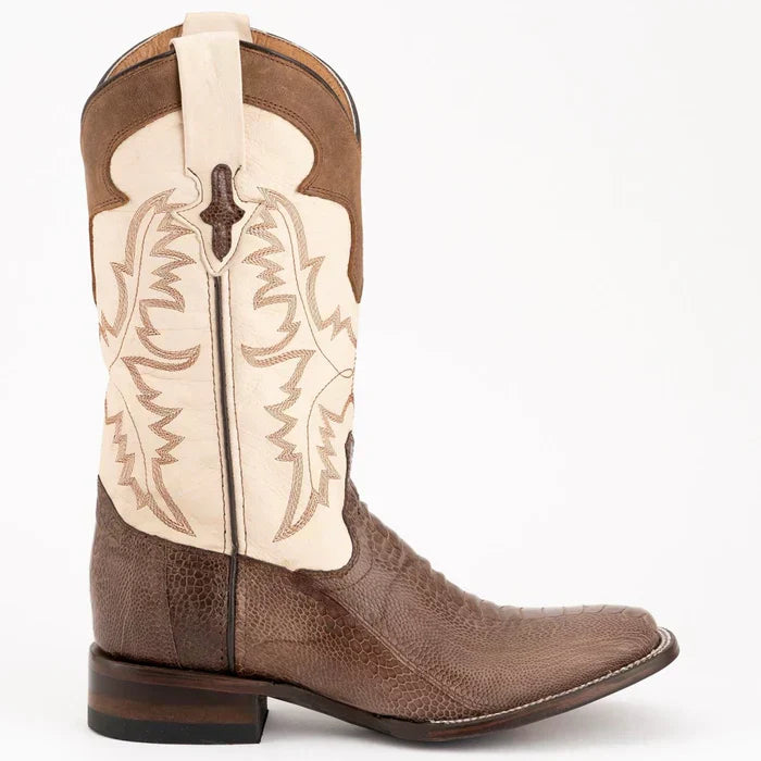 Ferrini Nash Ostrich Leg Handcrafted Boots Brown