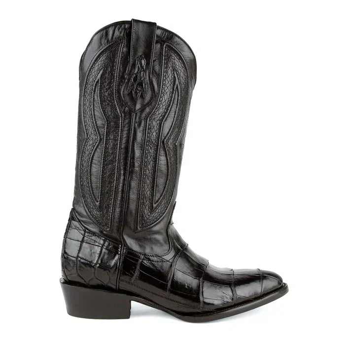 Ferrini Stallion Alligator Belly Boots Round Toe Black