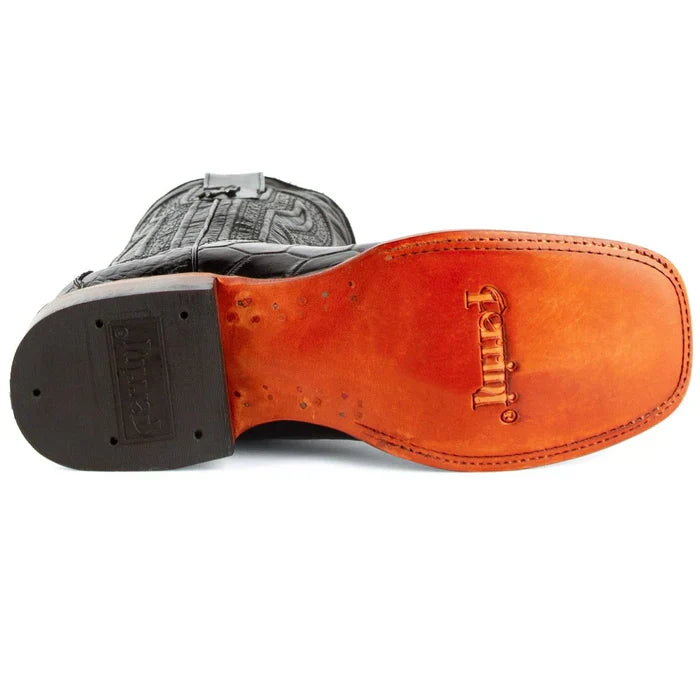 Stallion Alligator Belly Square Toe Boots Black