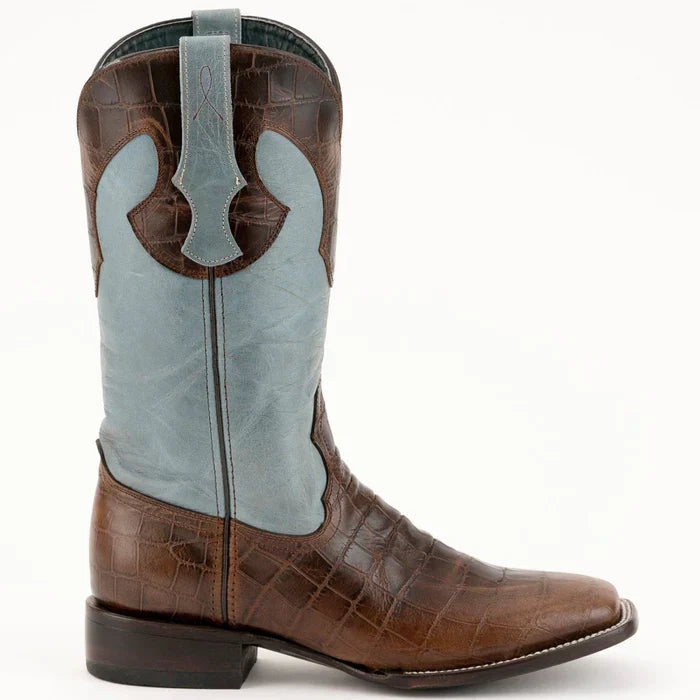 Ferrini Mustang Men's Print Alligator Boots Handcrafted Brown