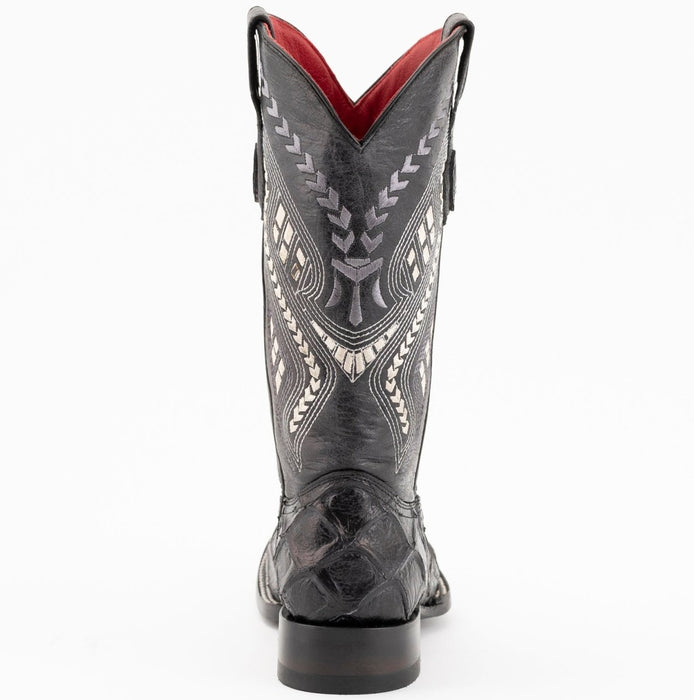 Ferrini Women's Bronco Square Toe Boots Pirarucu Fish Print - Black