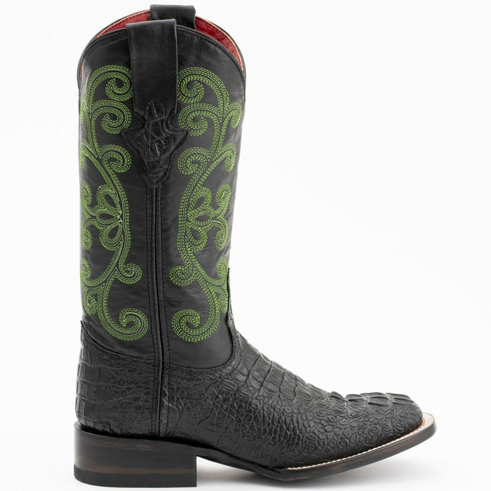 Ferrini Women's Rancher Square Toe Boots Crocodile Print - Black/Purple