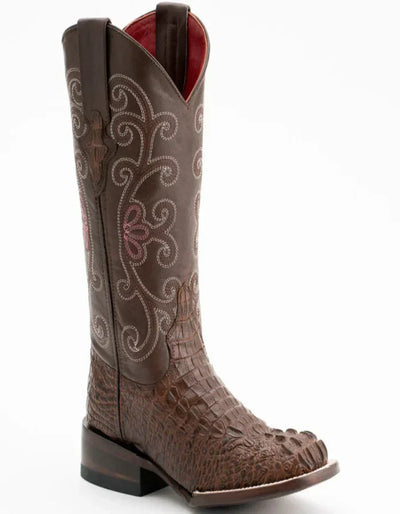 Ferrini Crocodile Print Square Toe Boots Women’s