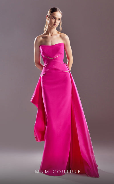 Gaby Charbachy G1541 Fuchsia Strapless Evening Gown by MNM Couture