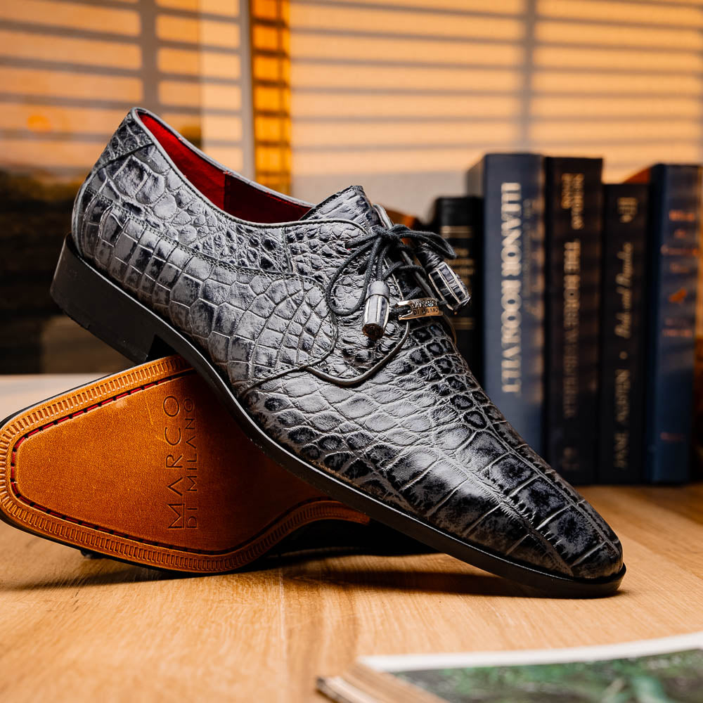 Marco Di Milano Fitipaldi Rustic Gray Leather Shoes