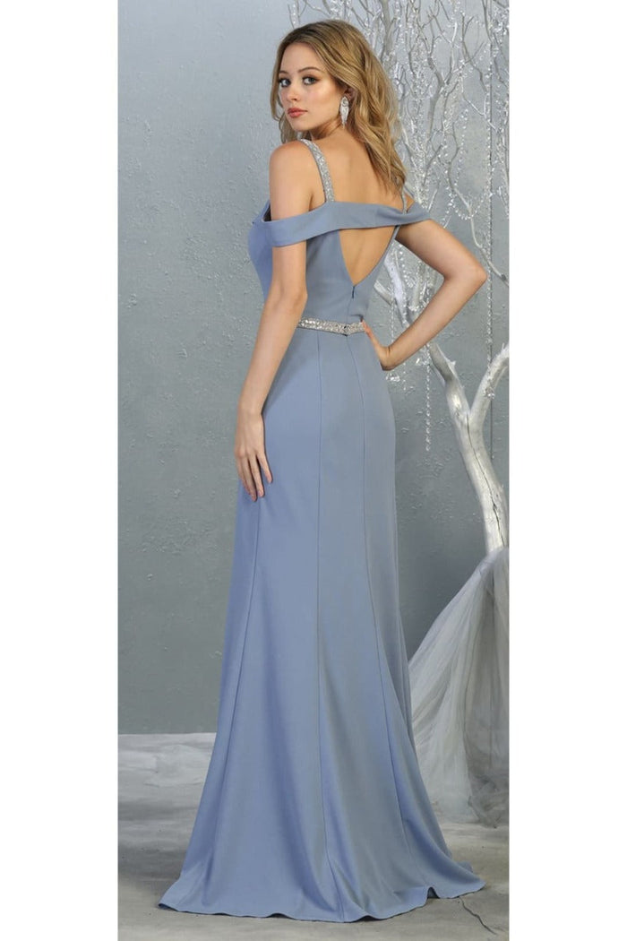 Cold Shoulder Bridesmaids Dress Fitted Formal Long Evening Gown