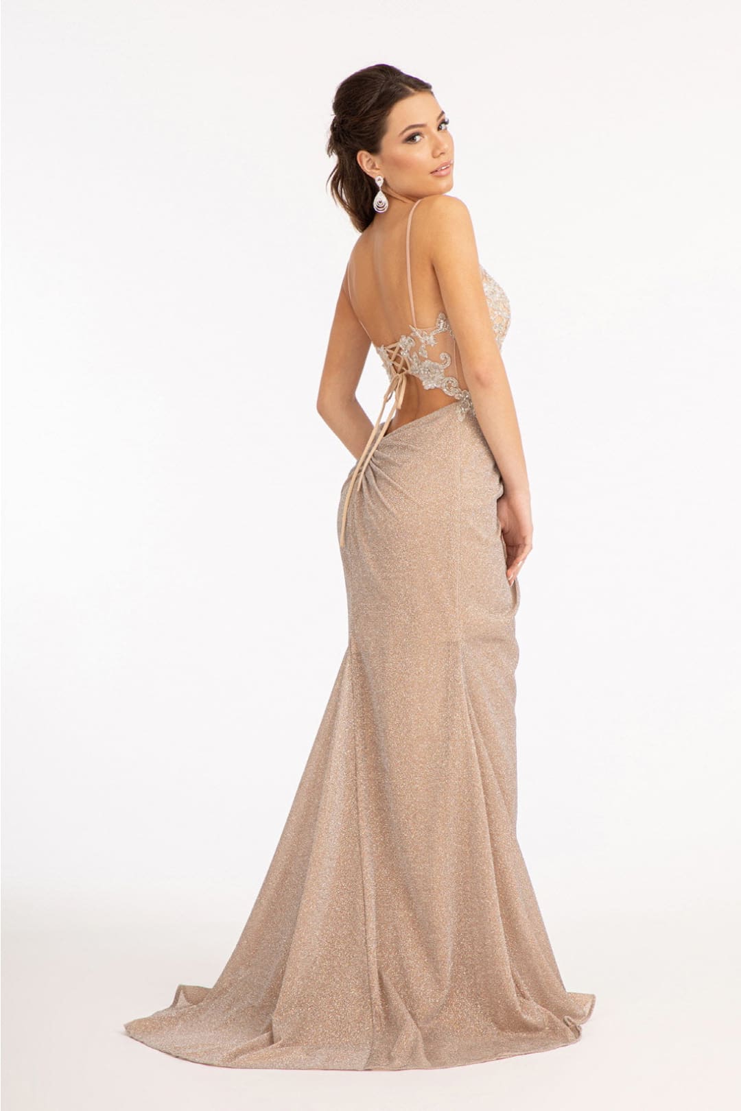 Fitted Long Glitter Slit Dress by Elizabeth KGL3030