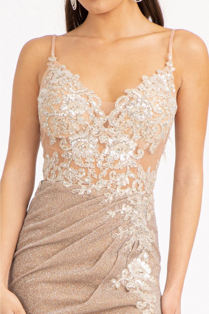 Fitted Long Glitter Slit Dress by Elizabeth KGL3030