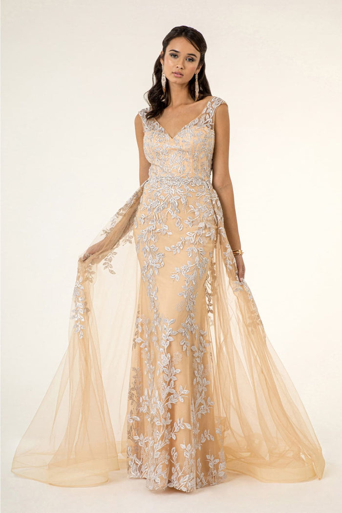 Floral Embroidered Overskirt Gown by Elizabeth KGL1920
