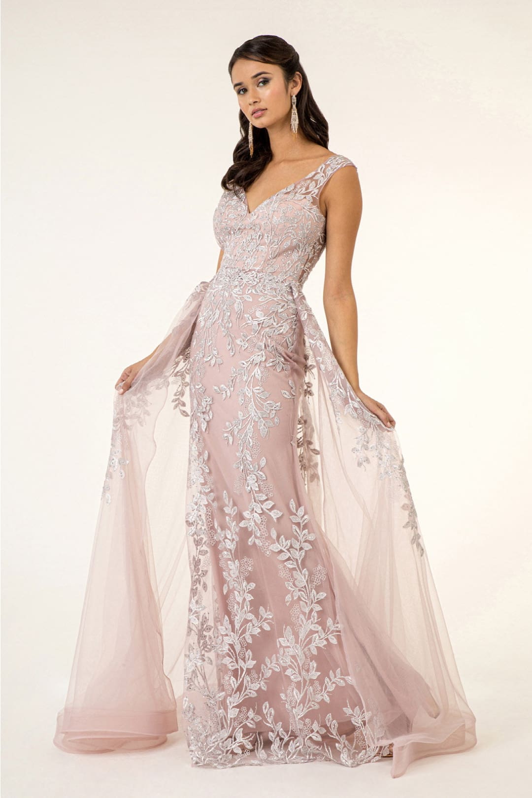 Floral Embroidered Overskirt Gown by Elizabeth KGL1920