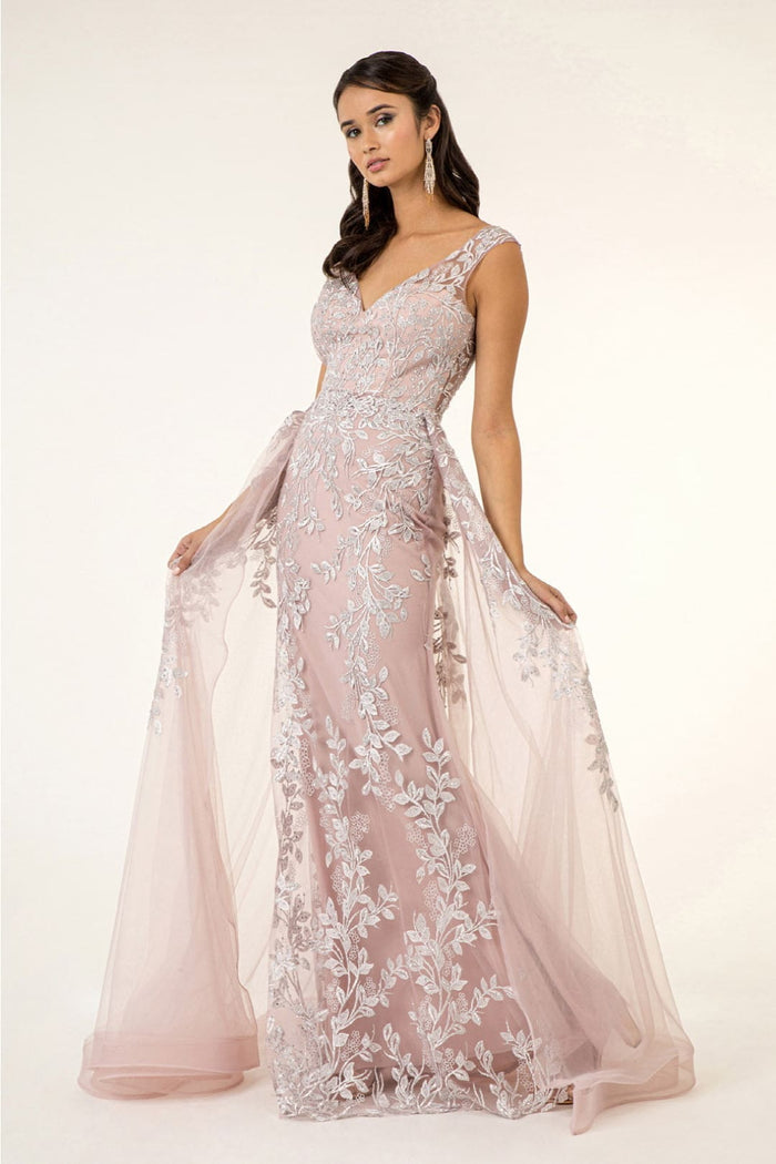Floral Embroidered Overskirt Gown by Elizabeth KGL1920