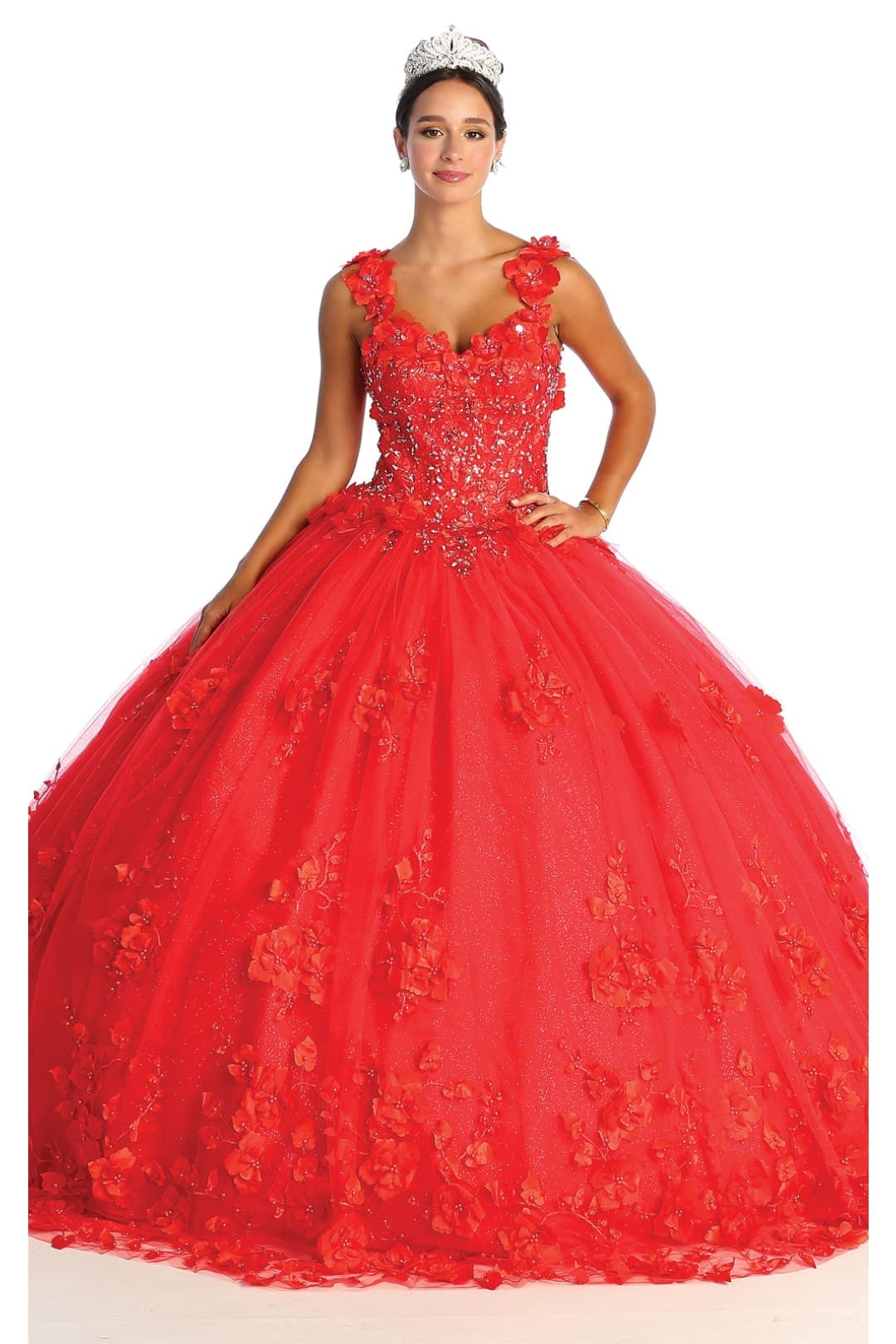 Plus Size Ball Gown in Red | Formal Quinceanera Dress by LK157