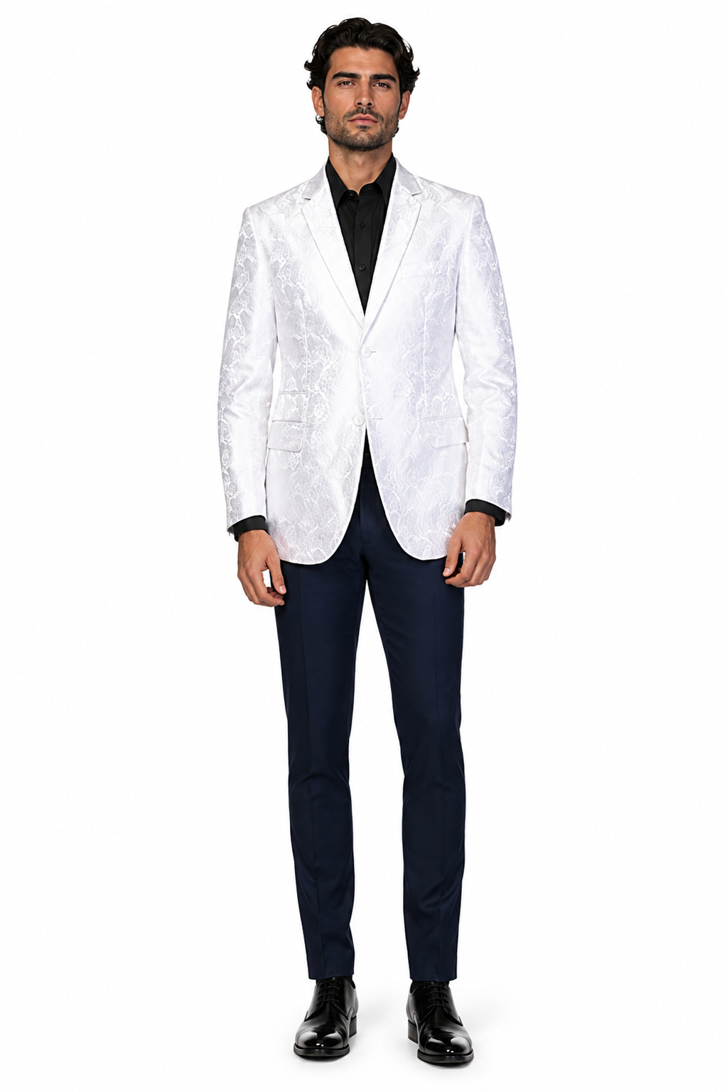 Floral Satin Shiny Flashy Silky Satin Stage Fancy Stage Party Party Dance Men's White Woven P A I S L E Y Sport Coat / Blazer