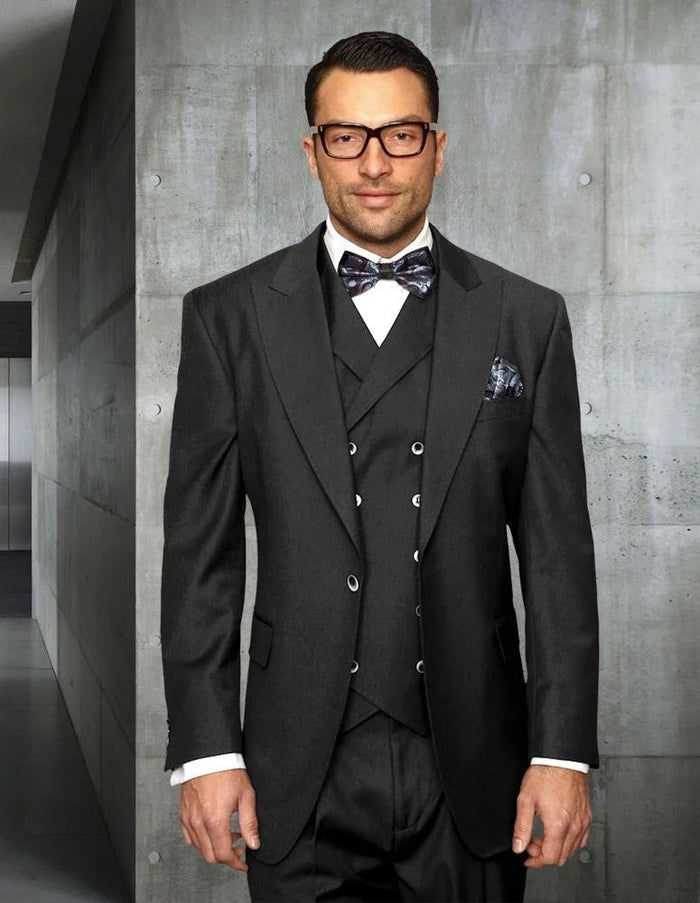 100% Wool Suit with Double Breasted Vest