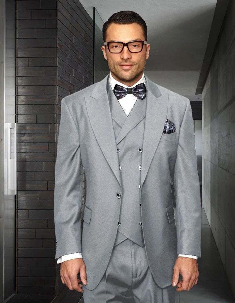 100% Wool Suit with Double Breasted Vest