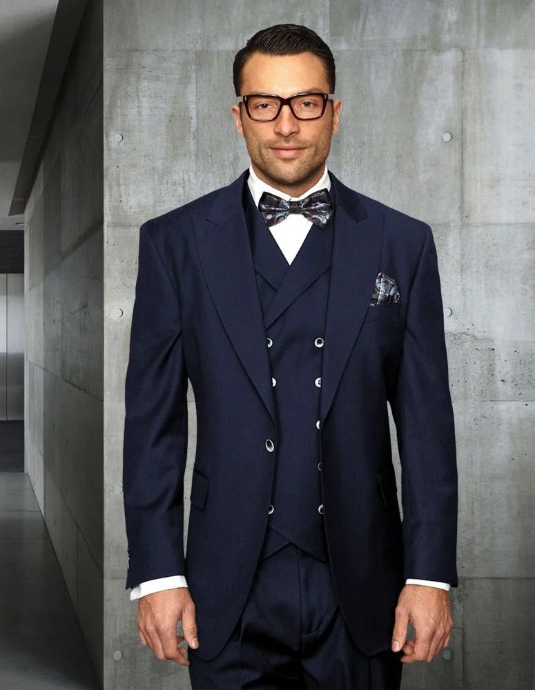 100% Wool Suit with Double Breasted Vest