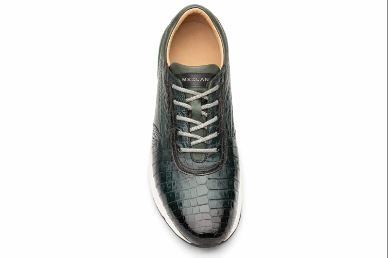 Men's Quevedo Green Crocodile Sneaker by Mezlan