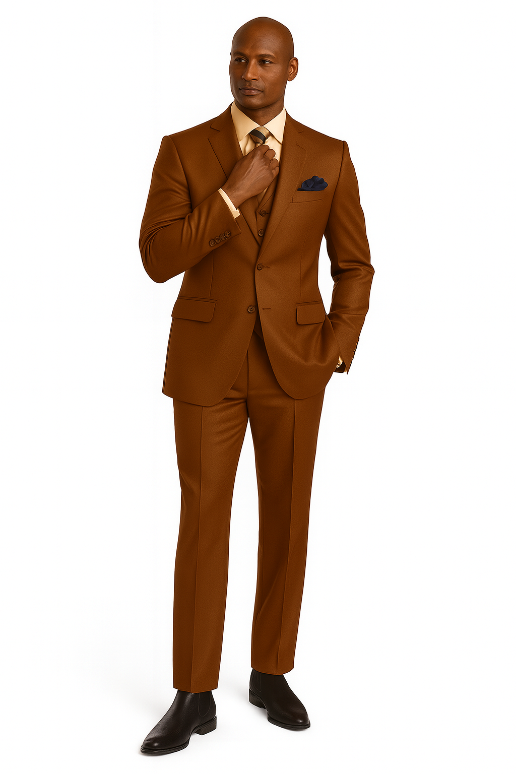Solid Vested 3pc 2 Button Copper~Rust Suit - Three Piece Suit