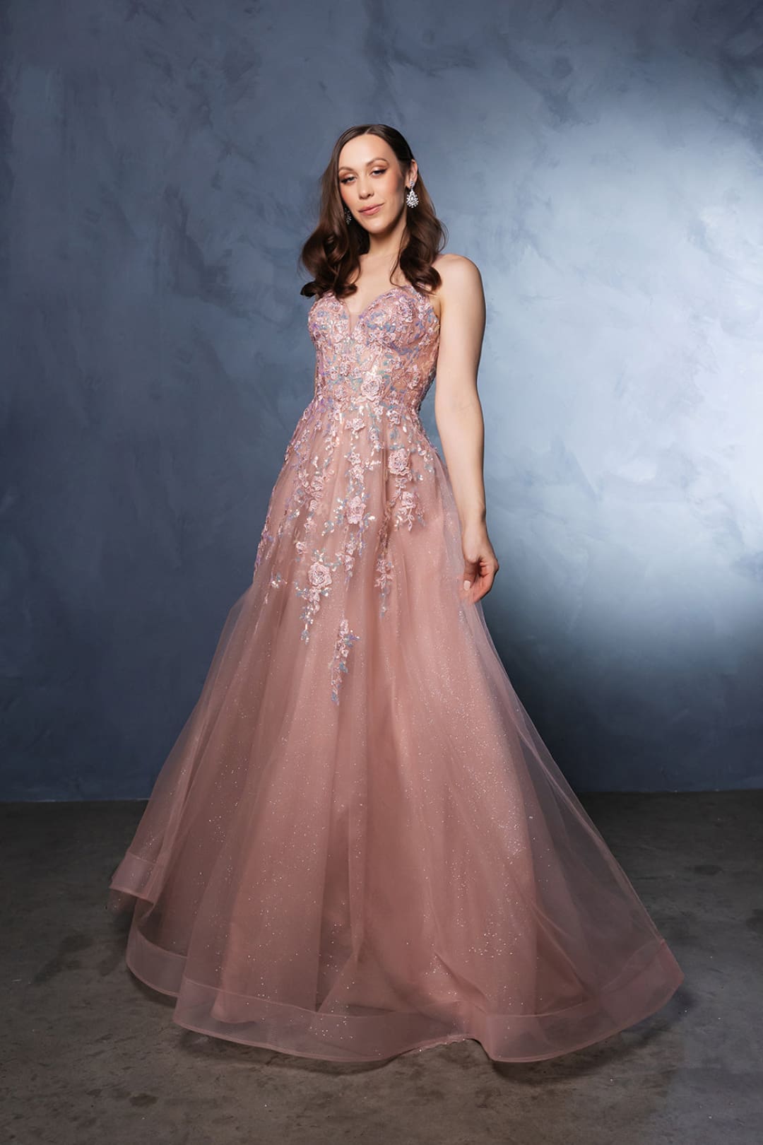 Formal Dress Plunging V-Neck A-Line Prom Gown By May Queen MQ2165