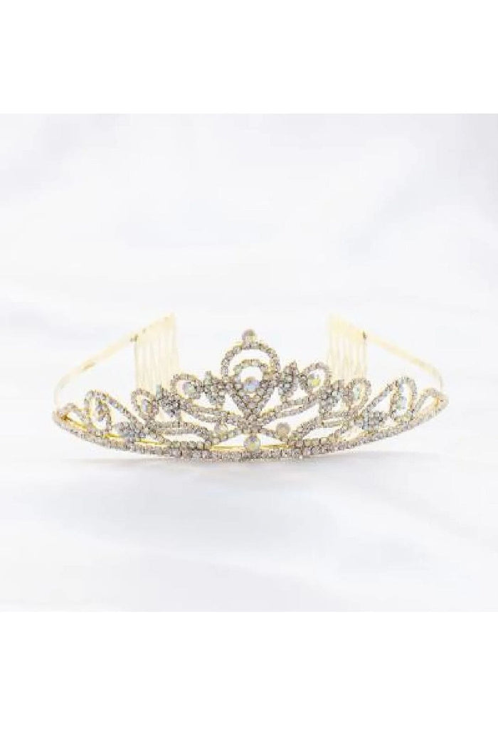 Formal Dress Shops T-1525 Quince Rhinestone Crown Tiara With Comb