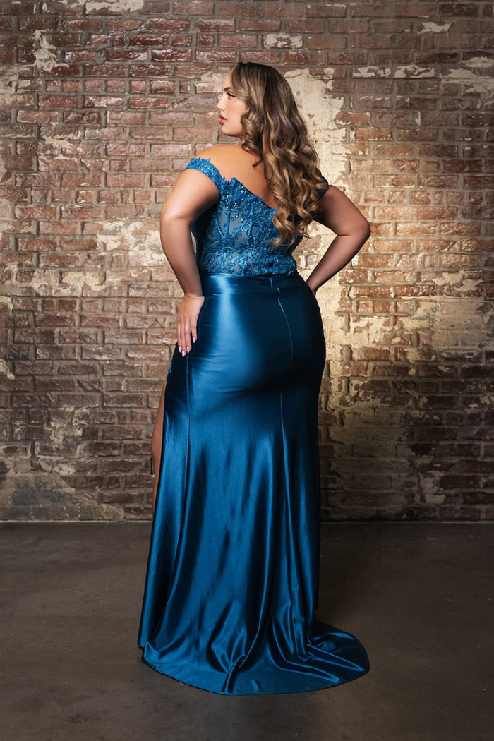 Formal Dress Sleeveless Ruched High Slit Gown By Royal Queen RQ8183