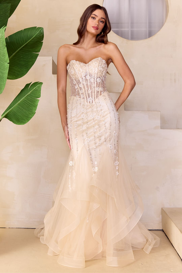 Formal Dress Sweetheart Layered Ruffles Gown By Amelia Couture 8002