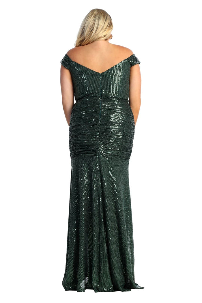Sequin Cowl Neck Formal Prom Gown with Slit By Royal Queen RQ7950