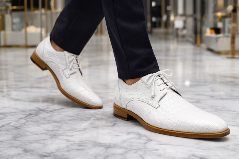 Anderson Crocodile Oxford White Shoes