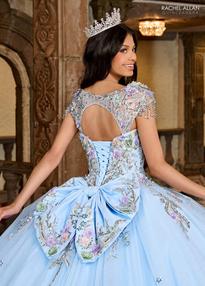 Rachel Allan RQ3126 Fringe Cap Sleeve Quinceanera Dress