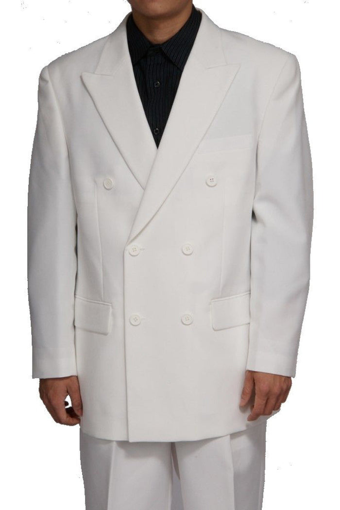 White Poplin Double Breasted Suit for Men