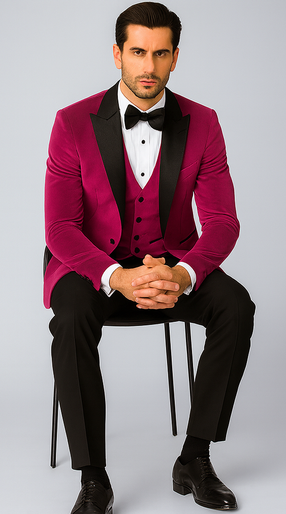 Fuchsia Wedding Prom Best Fashio Suits Men's blazer
