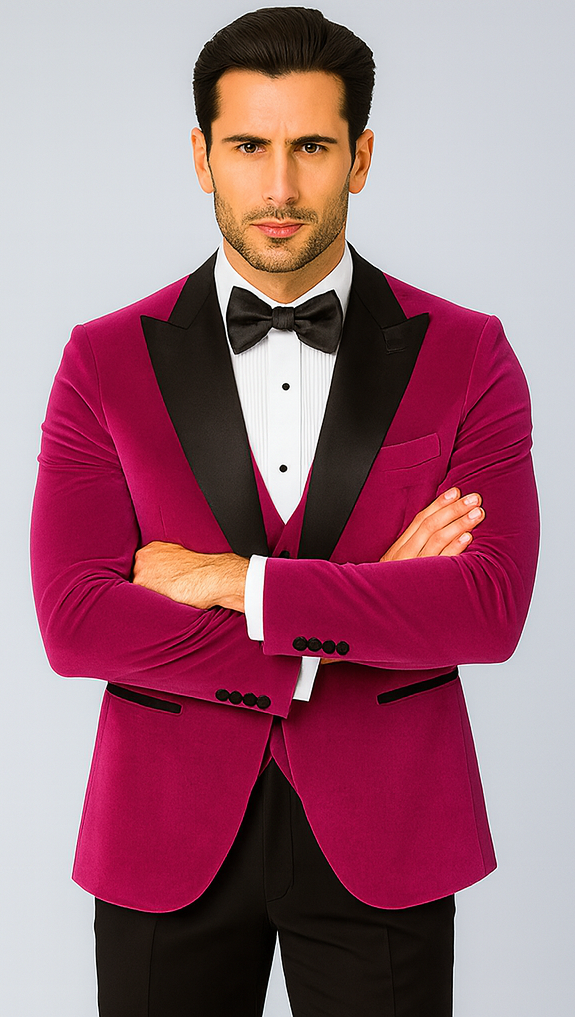 Fuchsia Wedding Prom Best Fashio Suits Men's blazer
