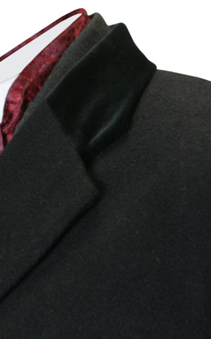 Full Length Long Men's Dress Topcoat - Black Winter Coat