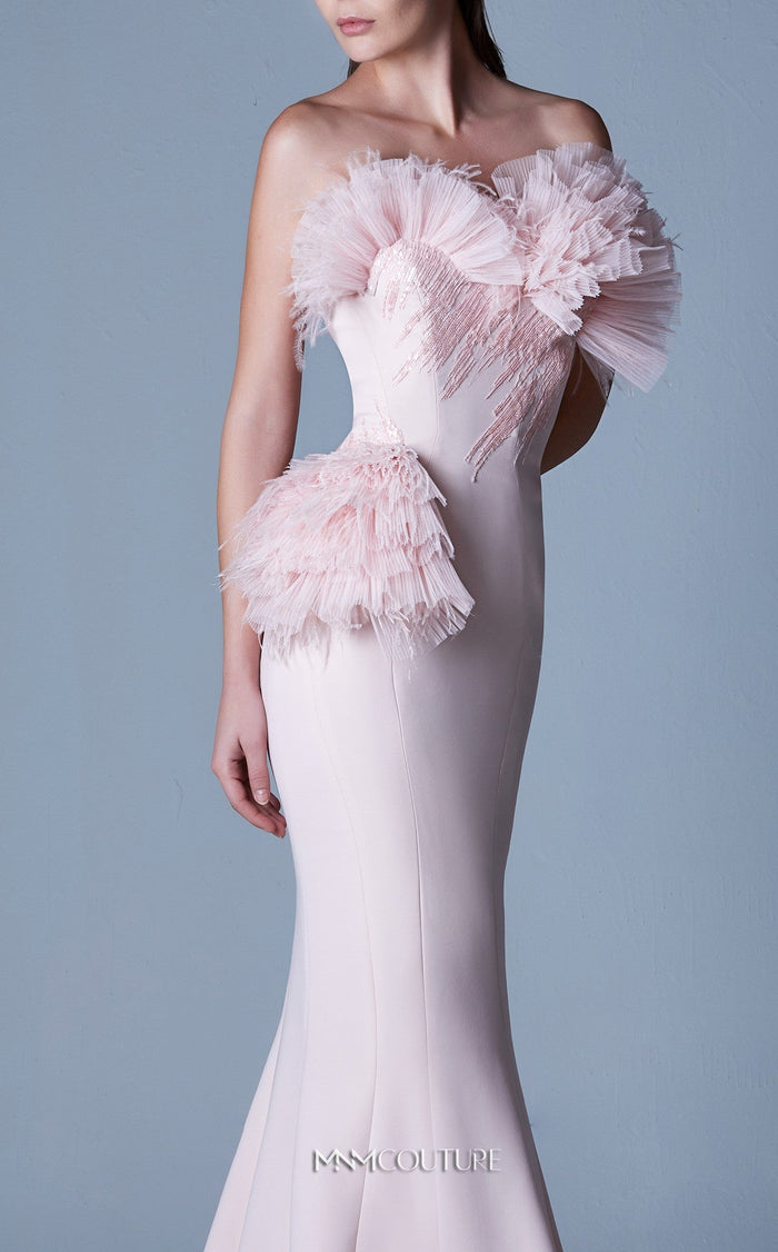 Gaby Charbachy G1091 Strapless Ruffle Applique Evening Gown by MNM Couture