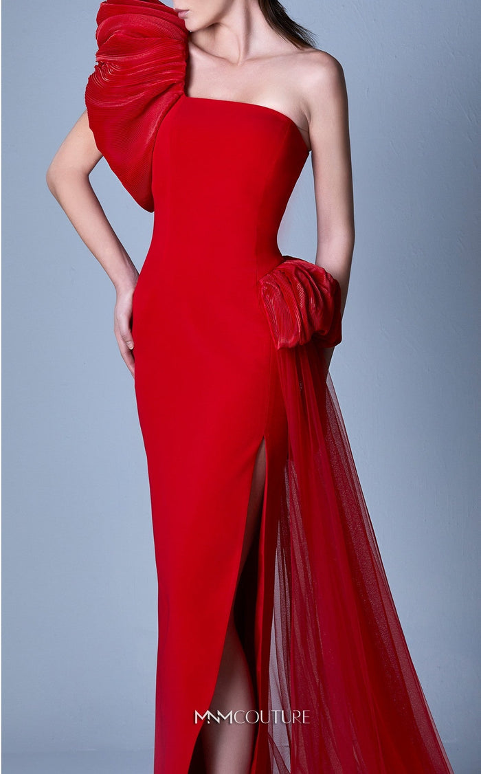 Gaby Charbachy G1096 One Shoulder Slit Couture Evening Dress