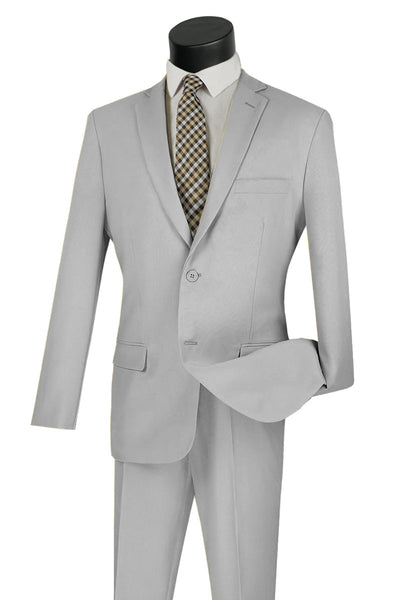 Classic 2 Button Grey Poplin Suit for Men
