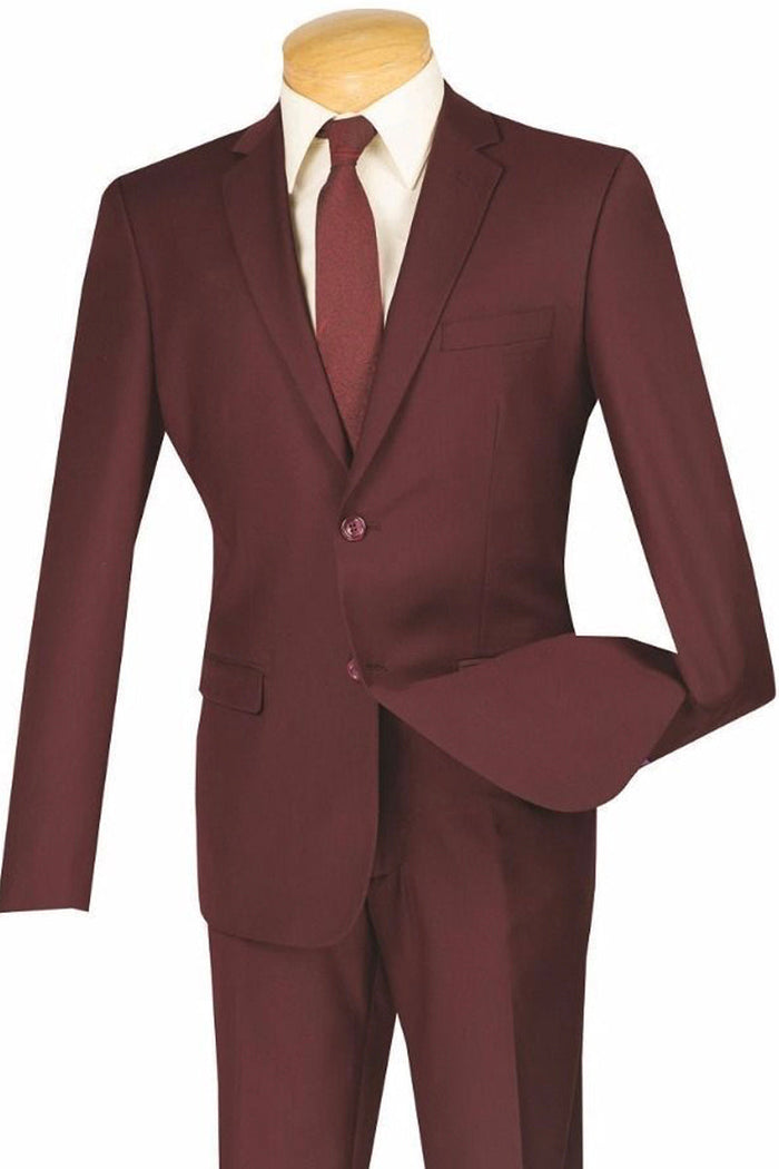 Slim Fit Burgundy 2-Button Suit by Vinci