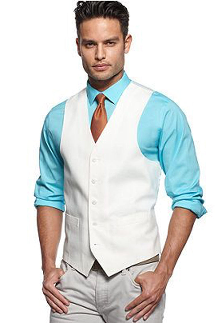 Classic White 5 Button Suit Vest for Men