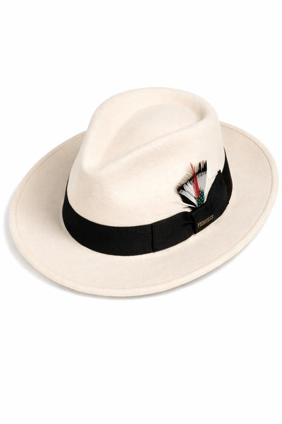 Gangster Wool Fedora Hat With Removable Feather