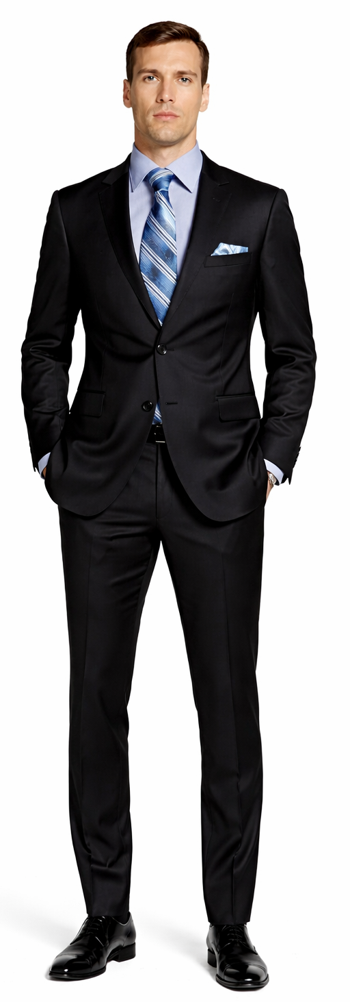 Giorgio Fiorelli Black and French Blue Two-Button Suit
