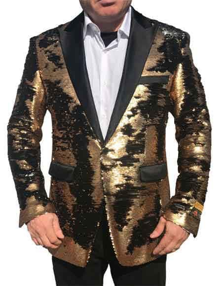 Gold Black Blazer for Men Gold/Black 1 Button Black Blazer
