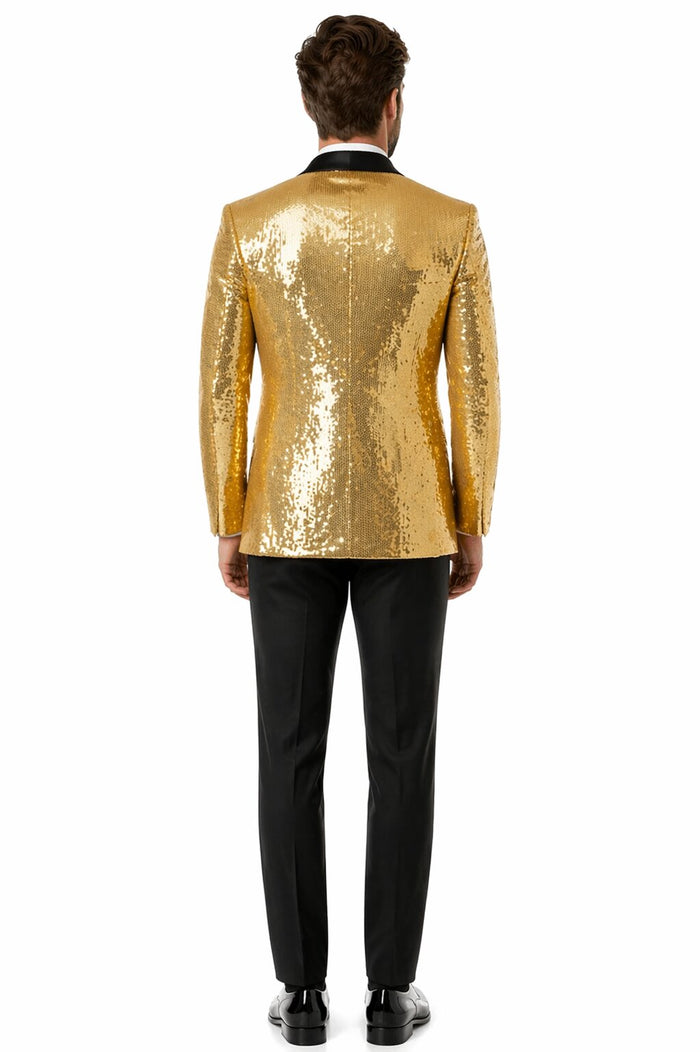 Mens Gold Sequin Tuxedo Blazer