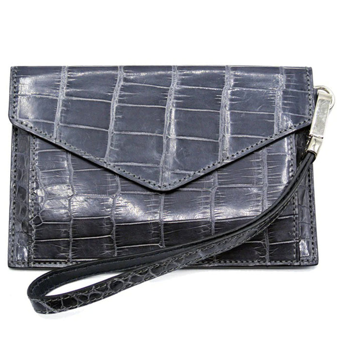 Zelli Gracen Genuine Nile Crocodile Envelope in Gray | A Zelli Italia Collaboration