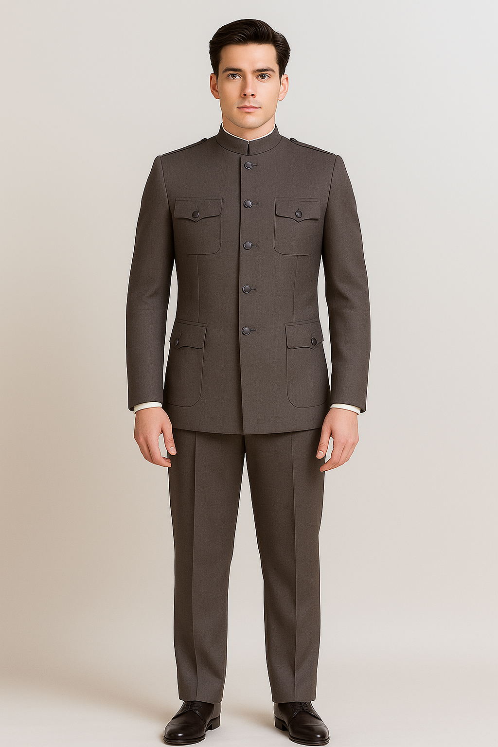 Apollo King Men's 2 Piece Nehru Style Suit Fashion Pockets