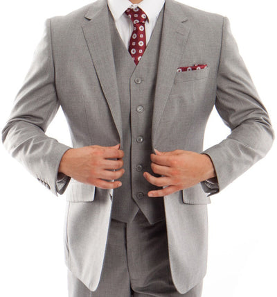 Arezzo Modern Fit 3 Piece Wool Suit - Gray