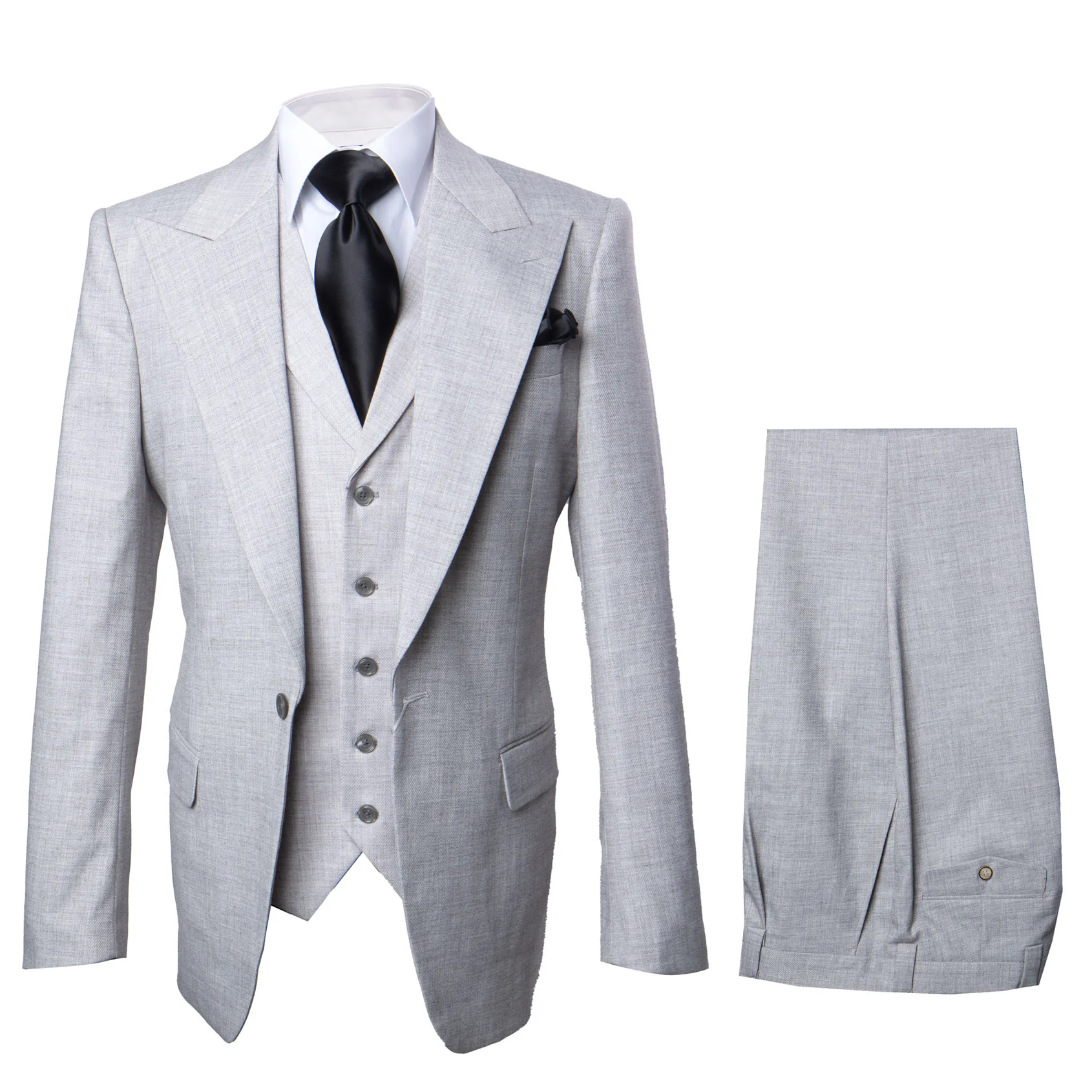 Grey Wool Classic 3 Piece Suit by Rossiman