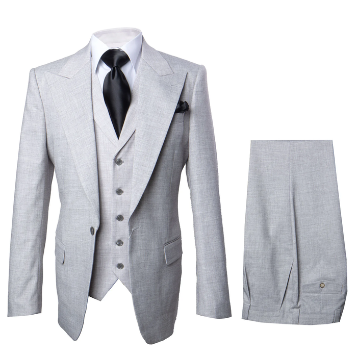 Grey Wool Classic 3 Piece Suit by Rossiman