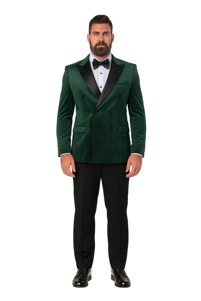 Green Velvet Double Breasted Tuxedo Jacket – Wedding & Prom