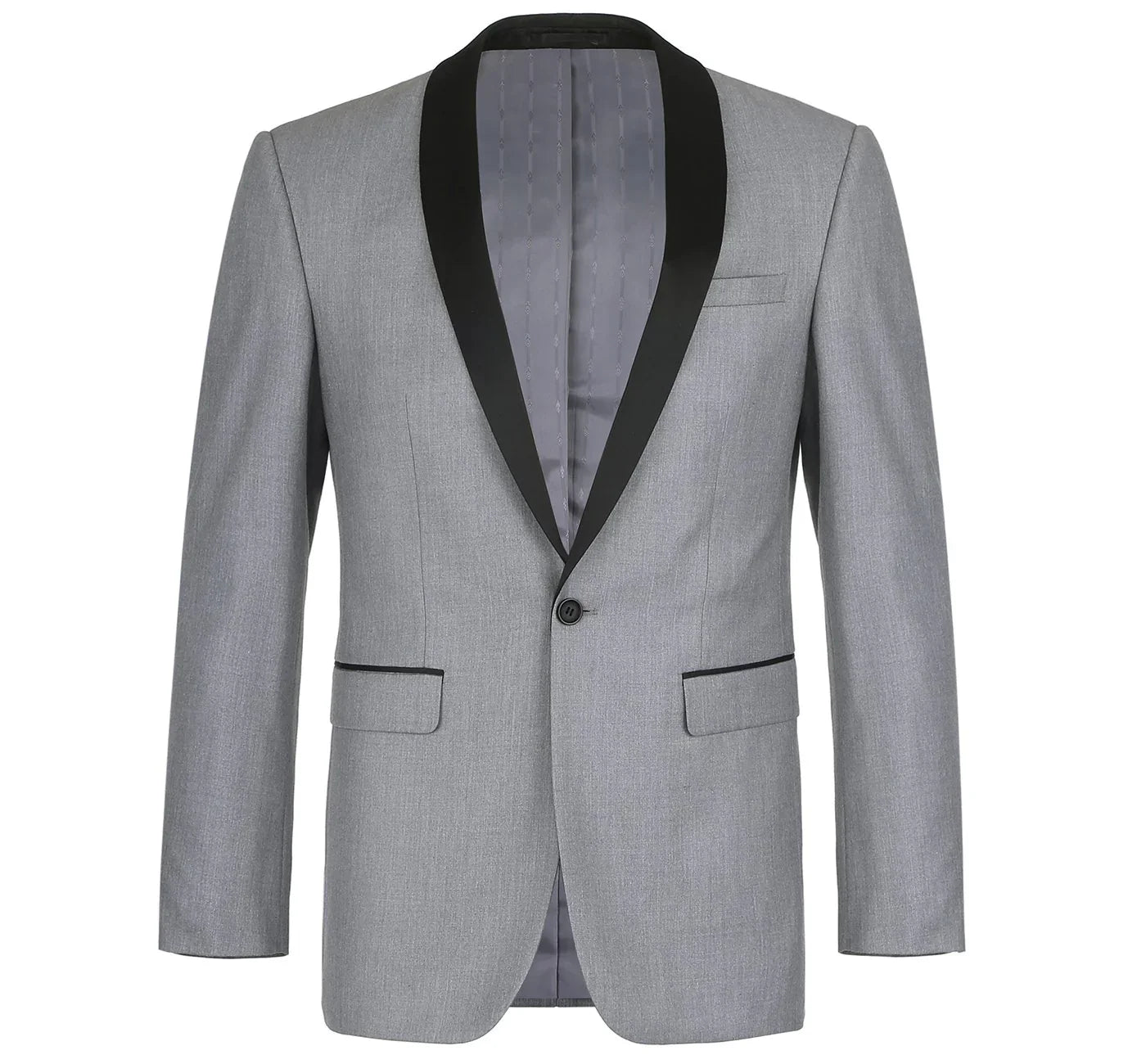 Men's Slim Fit Grey 2-Piece Shawl Lapel Tuxedo Suit